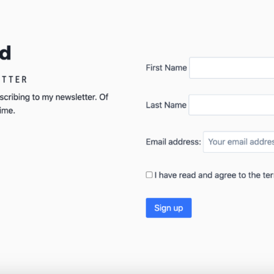 Newsletter Signup form on Contact Page